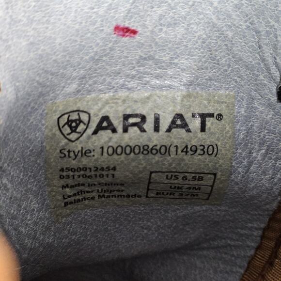 Ariat Fatbaby Western Boots Heart Stitch Brown Leather Round Toe US 6.5B - Picture 10 of 12